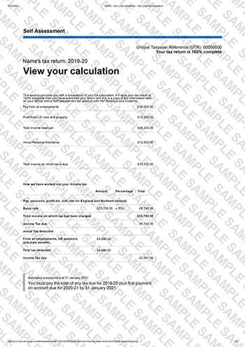 HMRC SA302/Tax Calculation