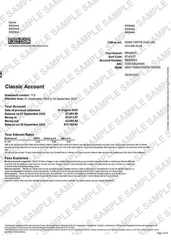 TSB Bank Statement