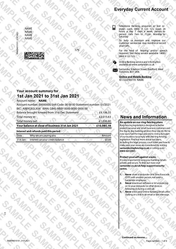 Santander Bank Statement
