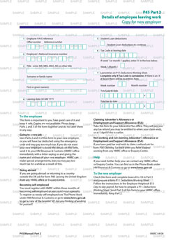 HMRC P45 Part2A