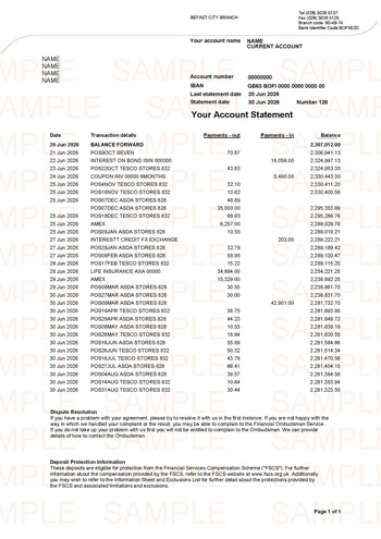 Bank of Ireland UK Statement