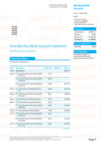 Barclays Bank Statement