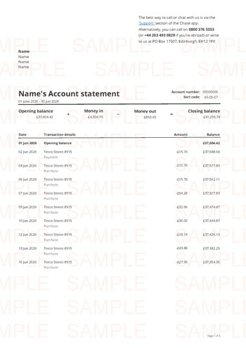 Chase Bank Statement