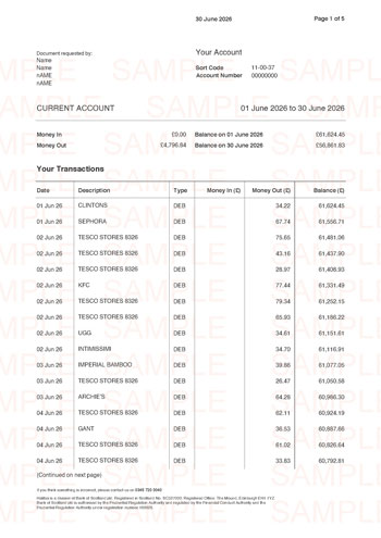 Halifax Bank Statement