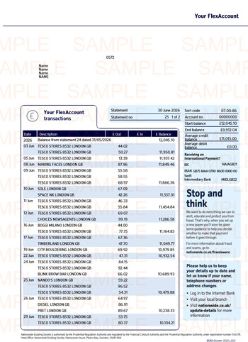 Nationwide Bank Statement