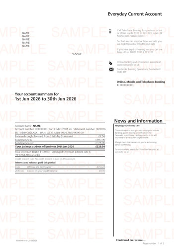 Santander Bank Statement