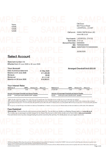 TSB Bank Statement