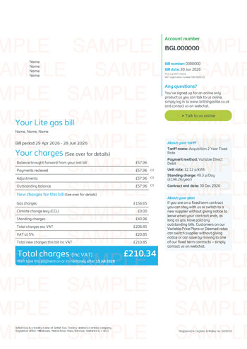 British Gas Utility Bill