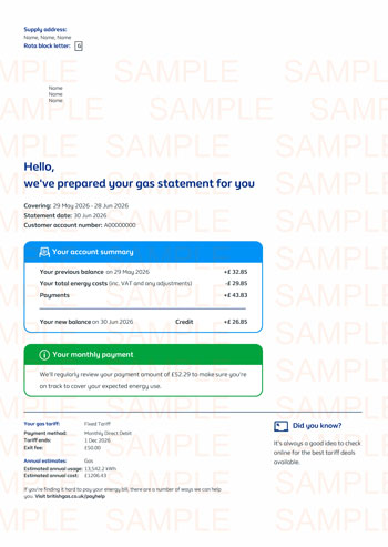 British Gas Utility Bill