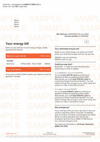EDF Utility Bill