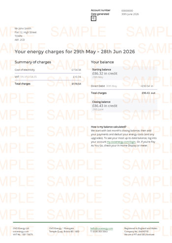 OVO Energy Utility Bill