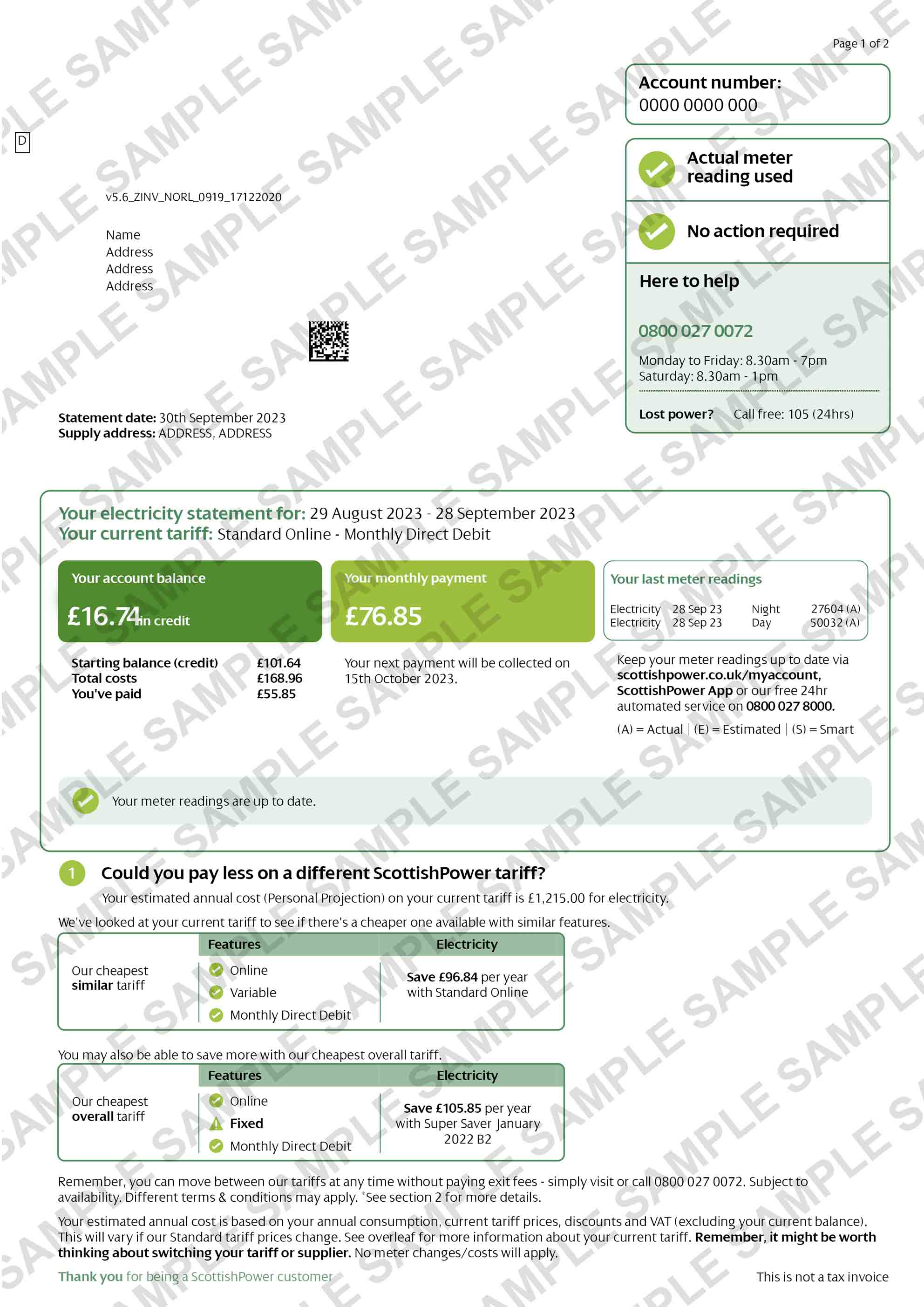 Replacement Scottish Power Bill Templates PDF & Print